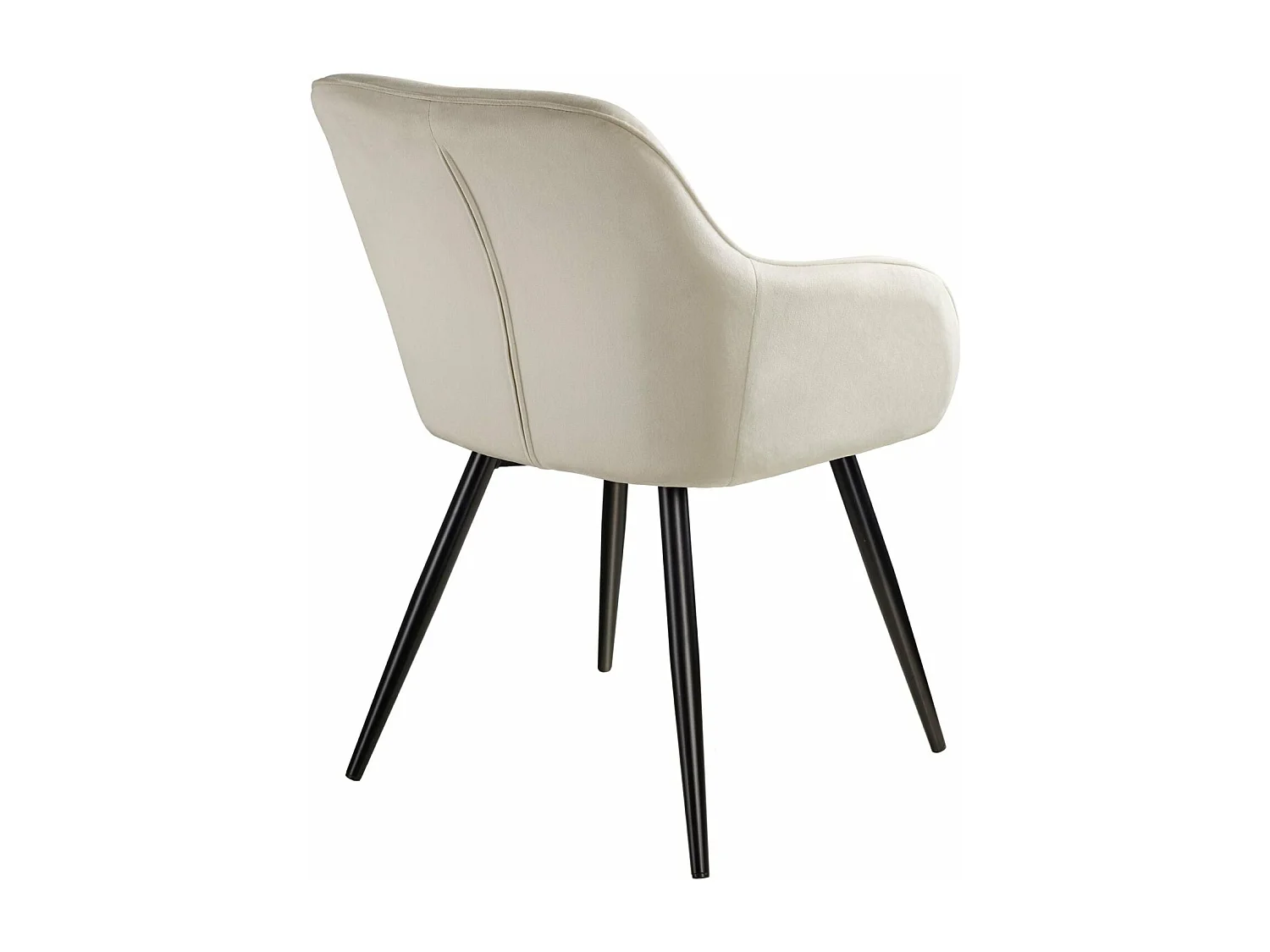 Lot de 6 chaises pieds noir siège de salon cuisine salle à manger design élégant velours beige 08_0000020