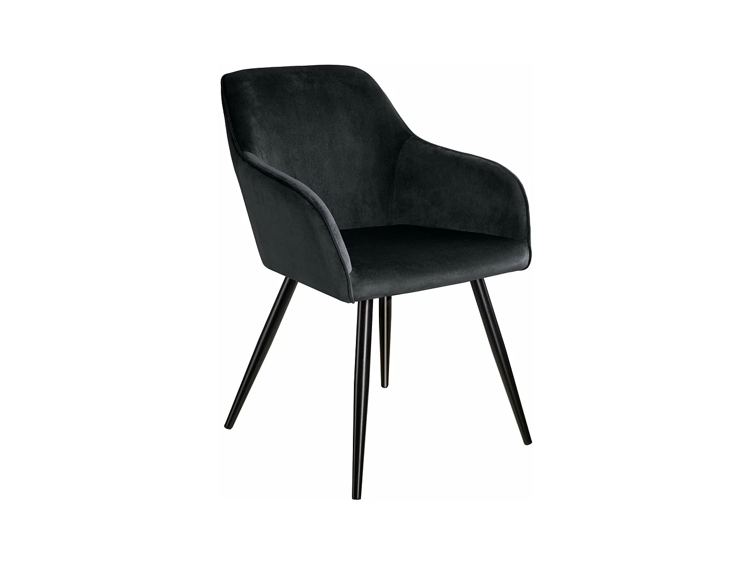 Conjunto de 6 sillas tapizada en terciopelo negro patas acero negro 08_0000021