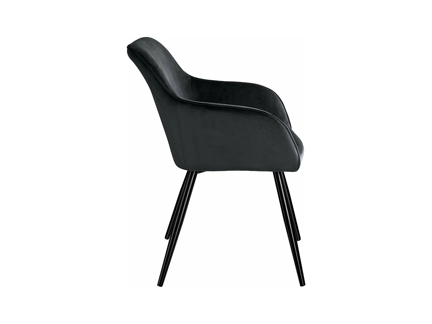 Conjunto de 6 sillas tapizada en terciopelo negro patas acero negro 08_0000021