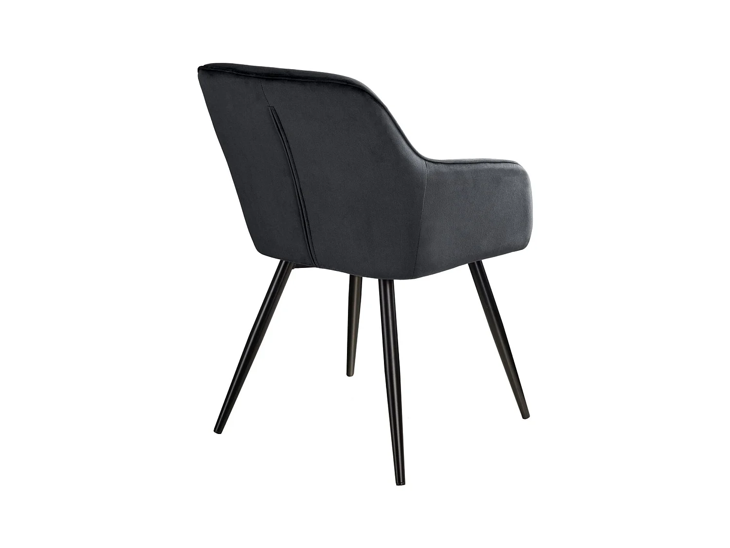 Conjunto de 6 sillas tapizada en terciopelo negro patas acero negro 08_0000021