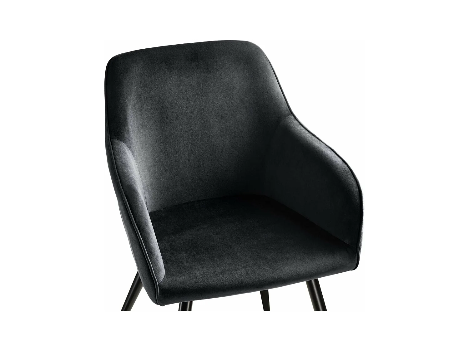 Conjunto de 6 sillas tapizada en terciopelo negro patas acero negro 08_0000021