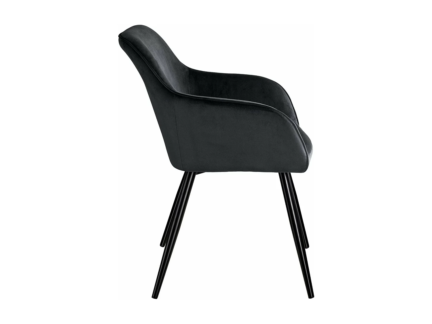 Lot de 6 chaises pieds noir siège de salon cuisine salle à manger design élégant velours noir 08_0000021