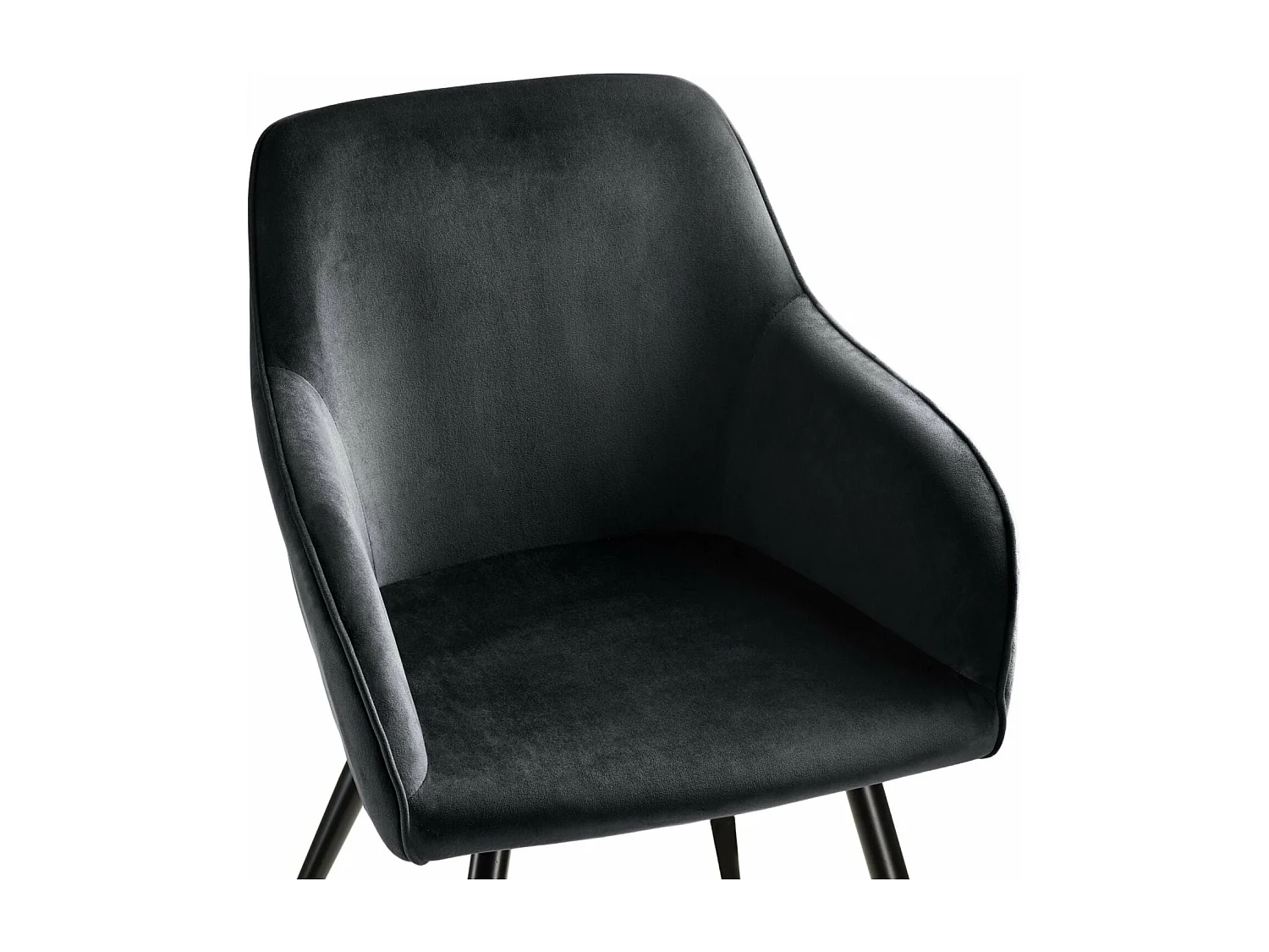 Lot de 6 chaises pieds noir siège de salon cuisine salle à manger design élégant velours noir 08_0000021