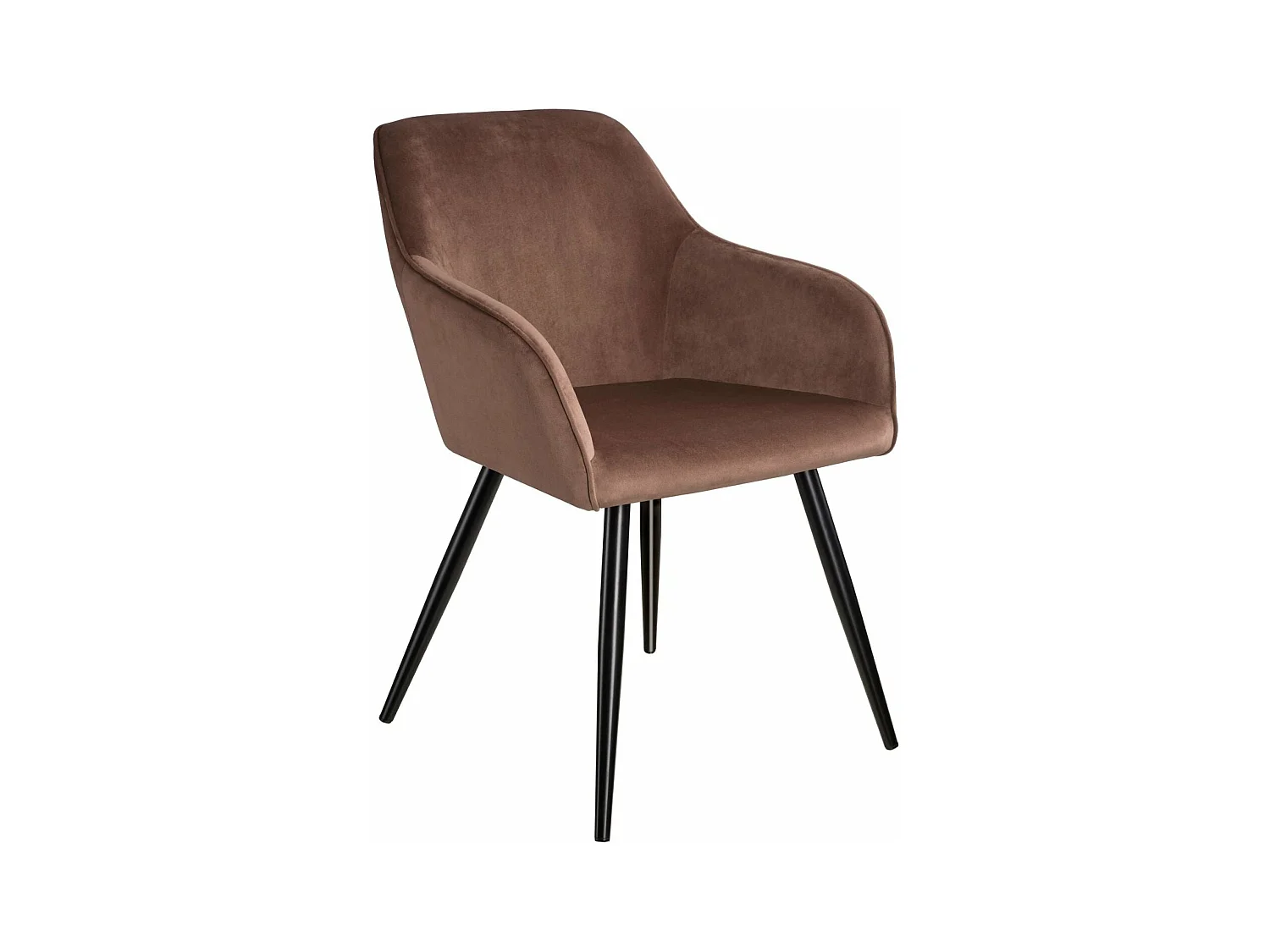Lot de 6 chaises pieds noir siège de salon cuisine salle à manger design élégant velours marron 08_0000019
