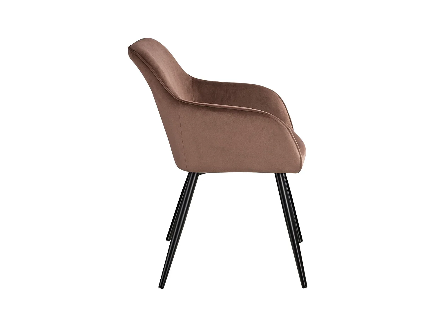 Lot de 6 chaises pieds noir siège de salon cuisine salle à manger design élégant velours marron 08_0000019