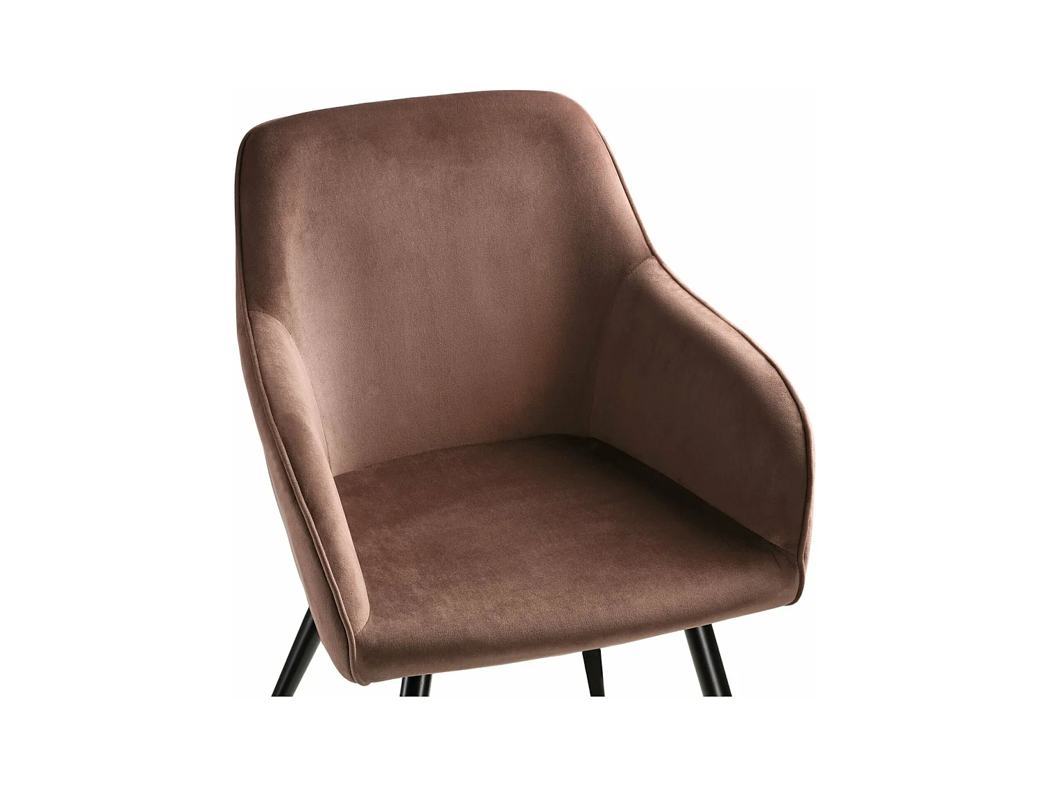 Lot de 6 chaises pieds noir siège de salon cuisine salle à manger design élégant velours marron 08_0000019