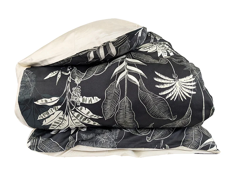 Housse de couette 200x200 cm satin de coton CAYENNE noir Ebène