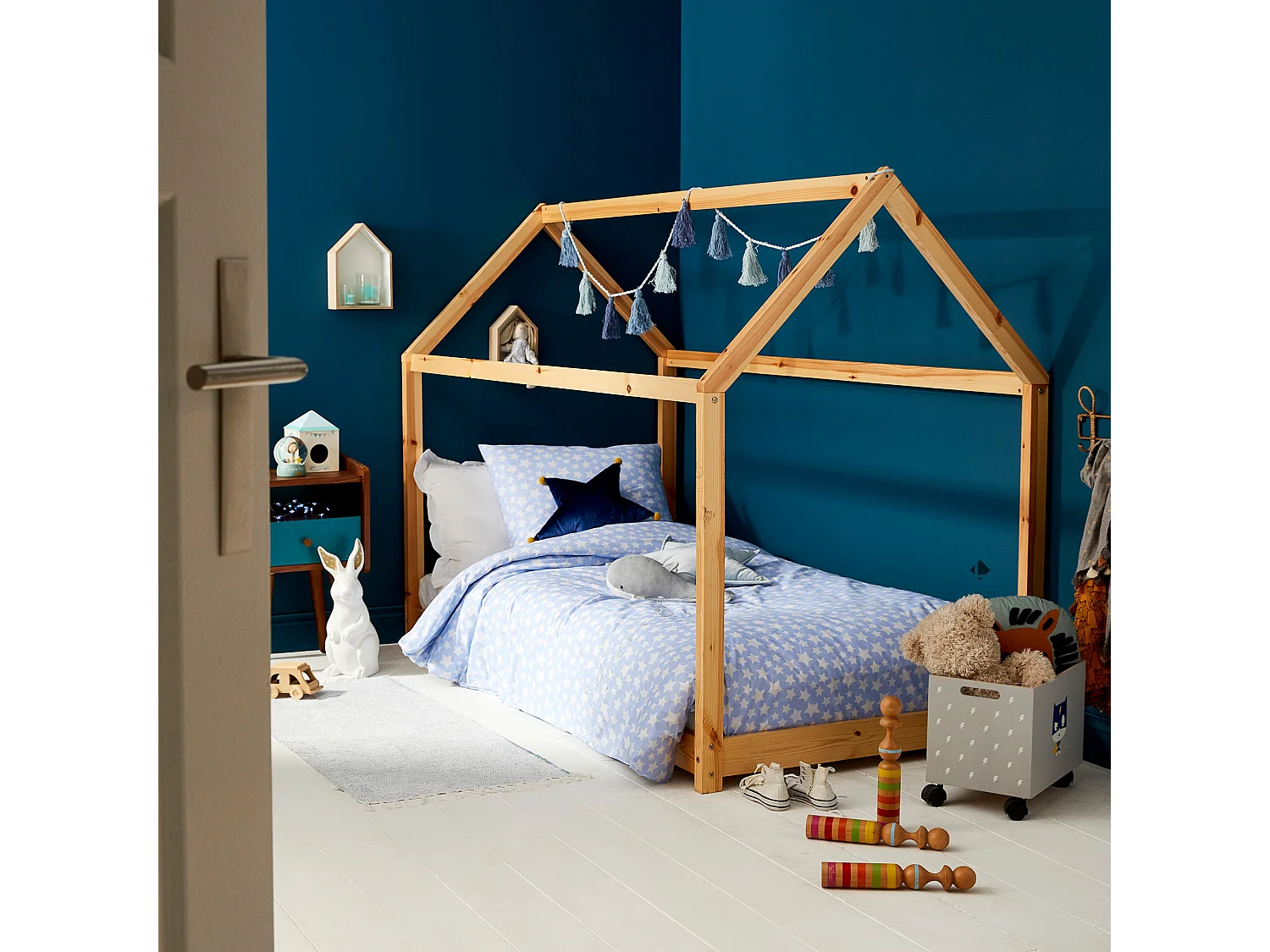 Housse de couette 200x200 cm coton ÉTOILES Bleu