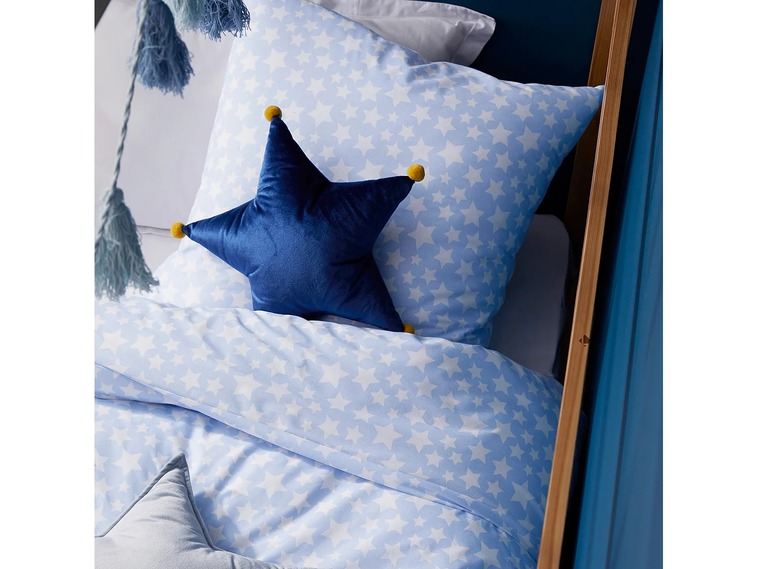 Housse de couette 200x200 cm coton ÉTOILES Bleu