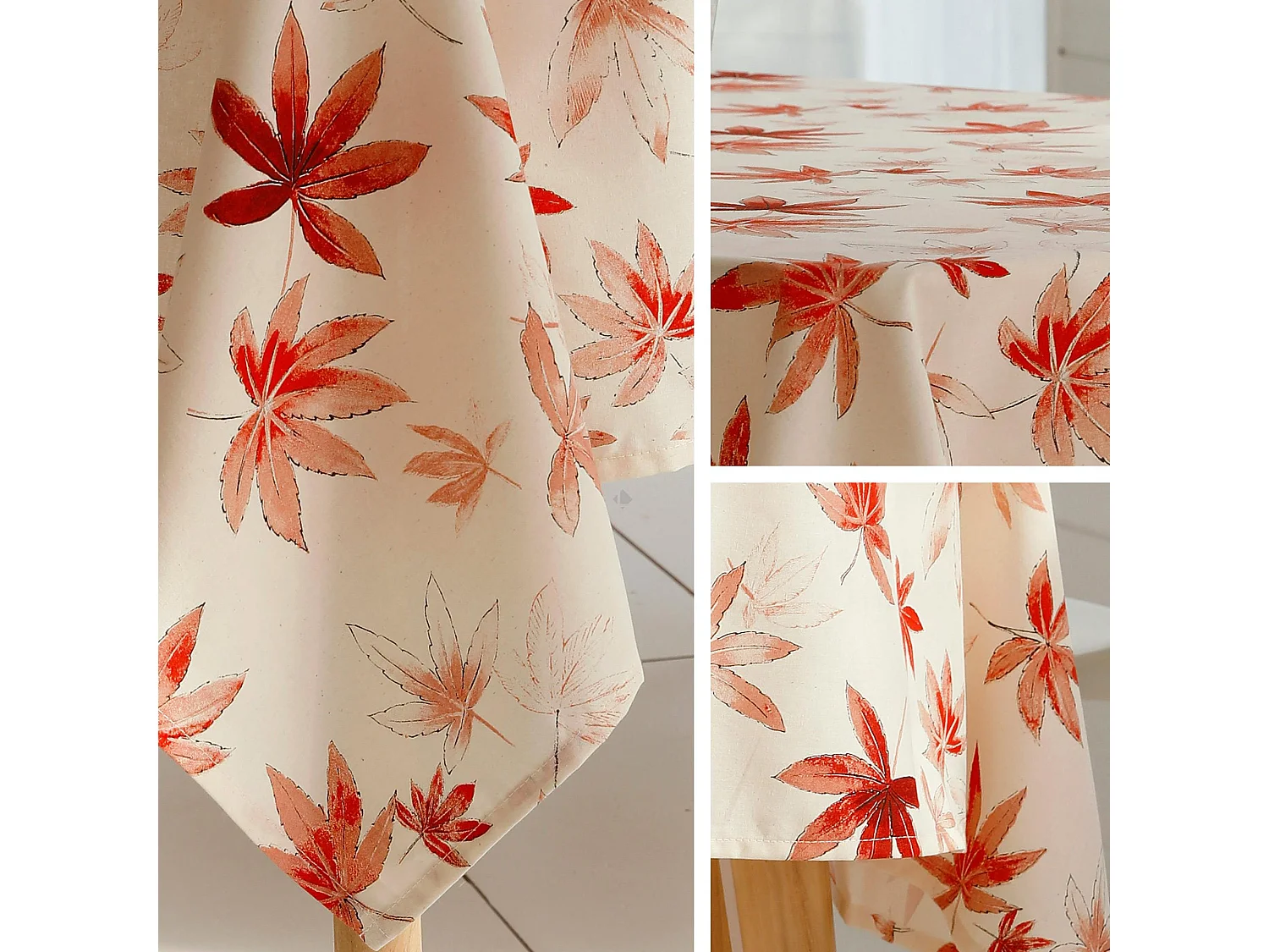 Nappe rectangle 160x200 cm coton enduction acrylique ERABLE ecru