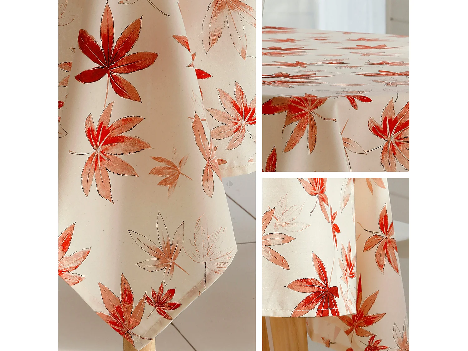 Nappe rectangle 160x350 cm coton enduction acrylique ERABLE ecru