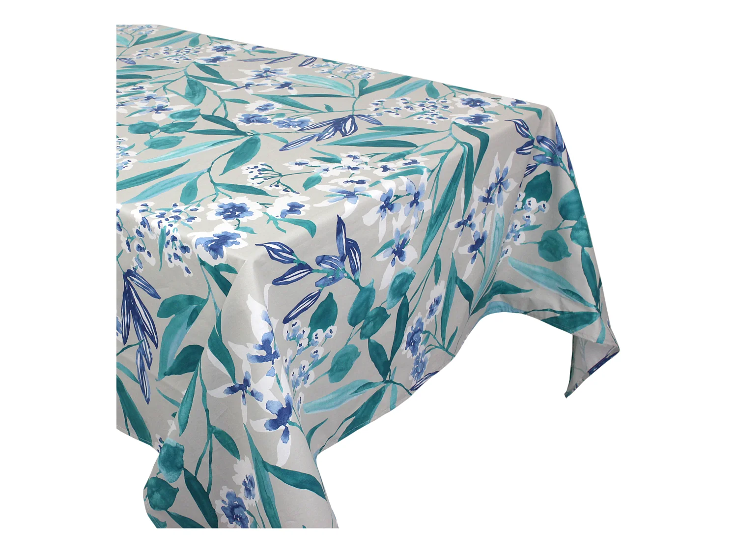 Nappe rectangle 160x200 cm ANITA vert emeraude coton + enduction acrylique