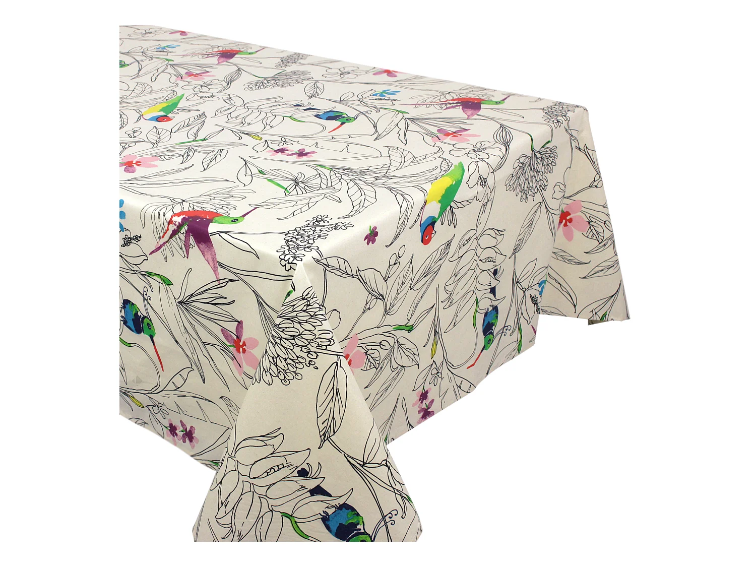 Nappe rectangle 160x200 cm coton enduction acrylique COLIBRI ecru