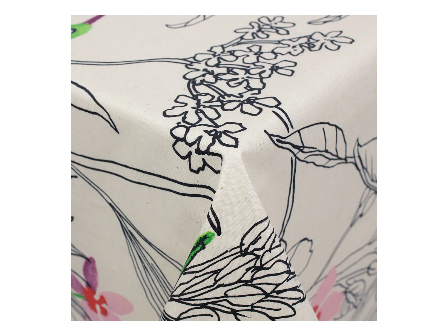 Nappe rectangle 160x200 cm coton enduction acrylique COLIBRI ecru