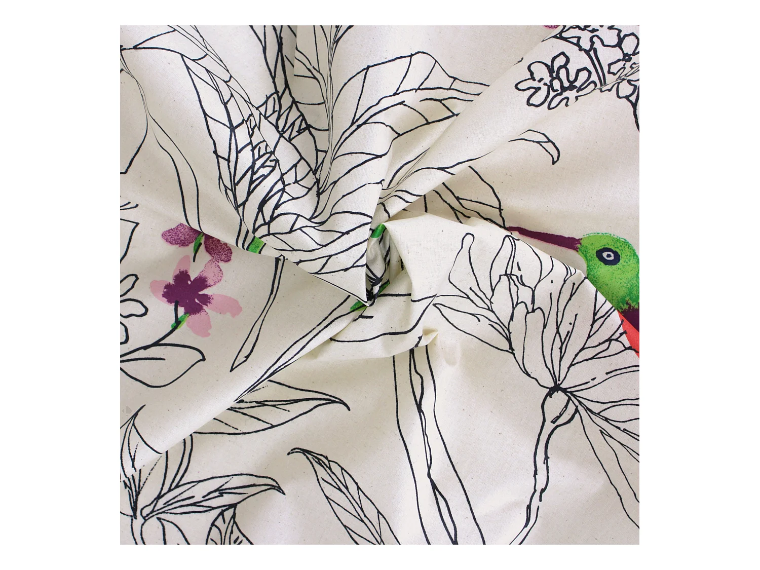 Nappe rectangle 160x200 cm coton enduction acrylique COLIBRI ecru