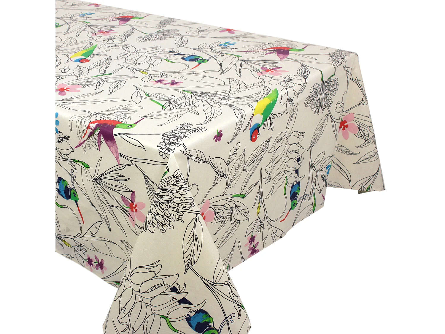 Nappe rectangle 160x200 cm coton enduction acrylique COLIBRI ecru