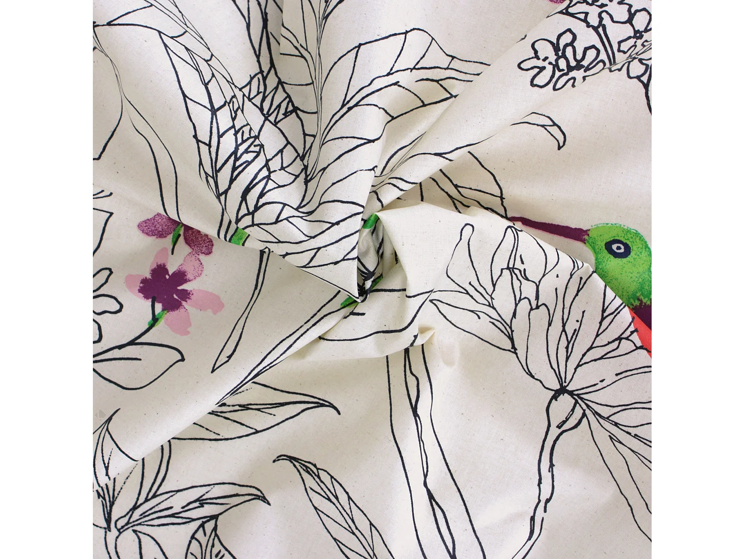 Nappe rectangle 160x200 cm coton enduction acrylique COLIBRI ecru