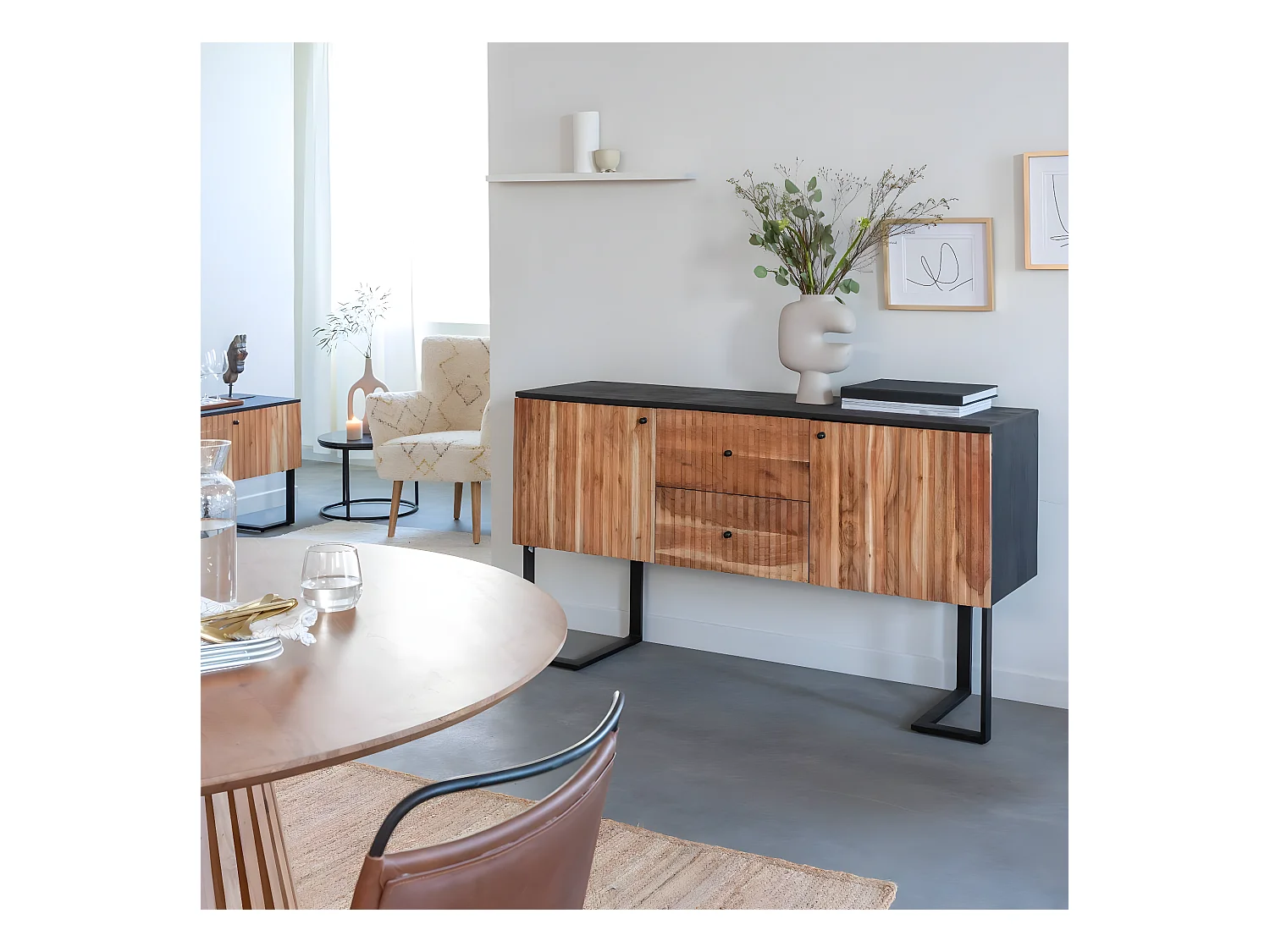 Buffet en bois d'acacia et métal Pippa