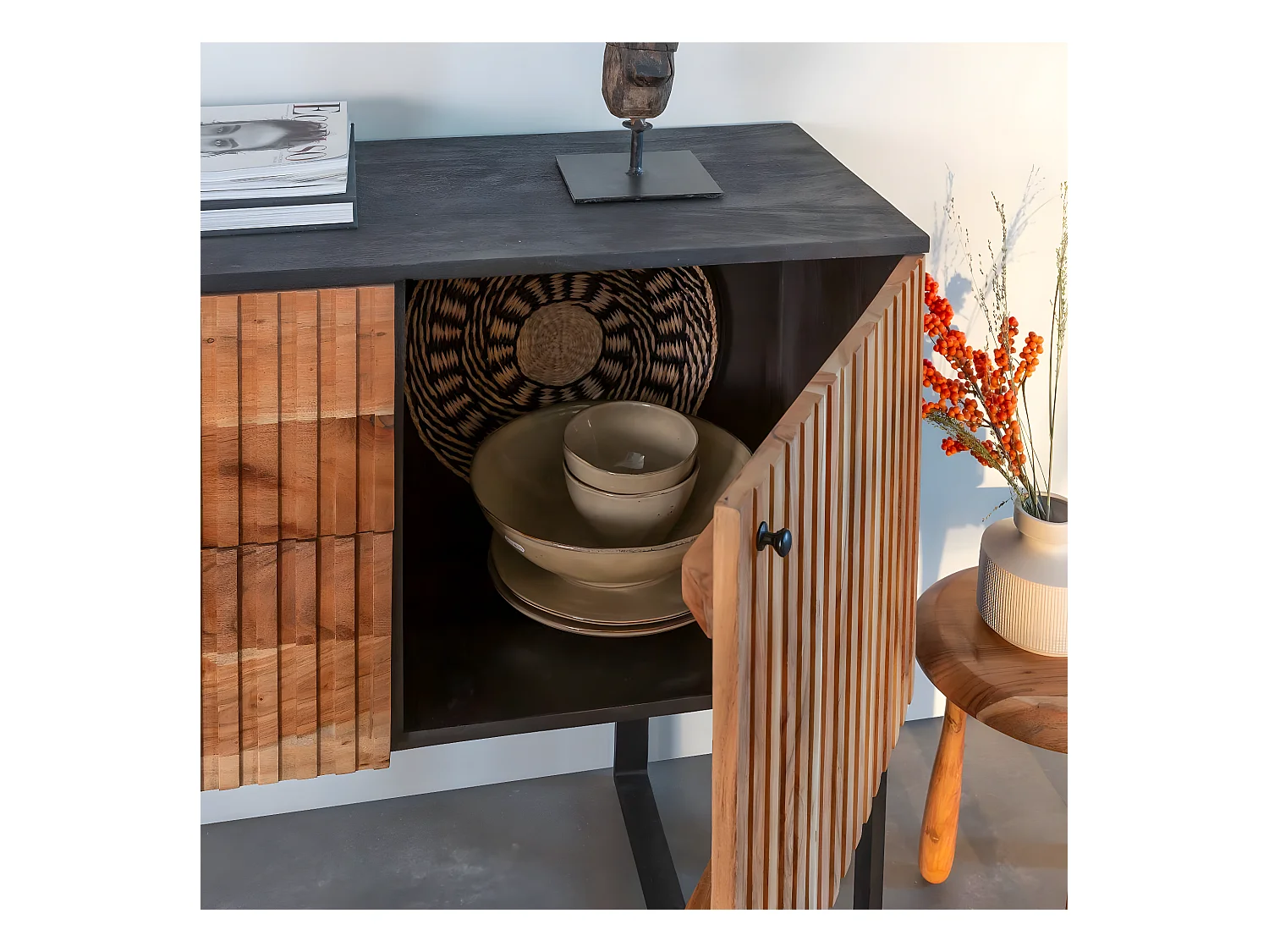 Buffet en bois d'acacia et métal Pippa