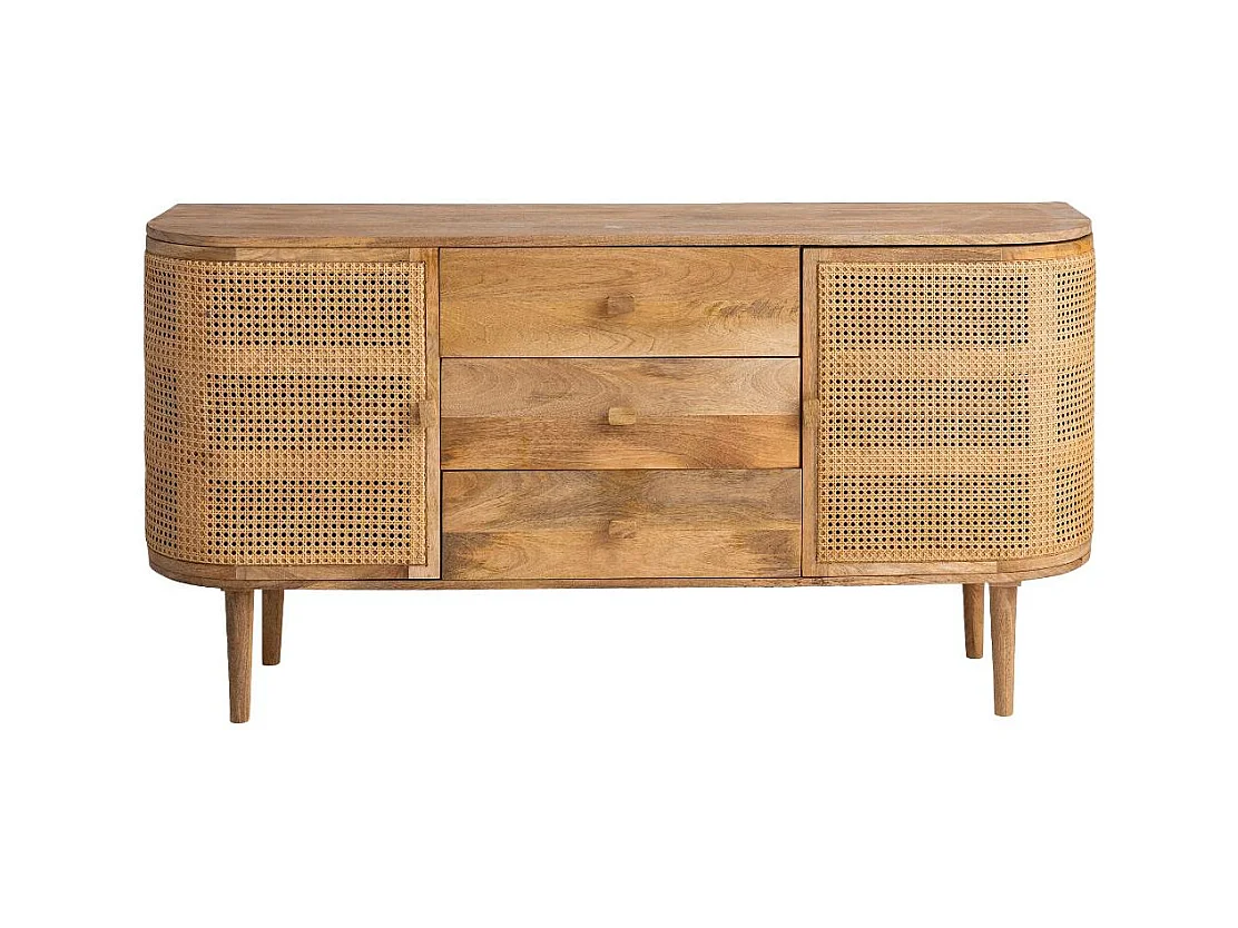 Buffet en bois de manguier et cannage Palma