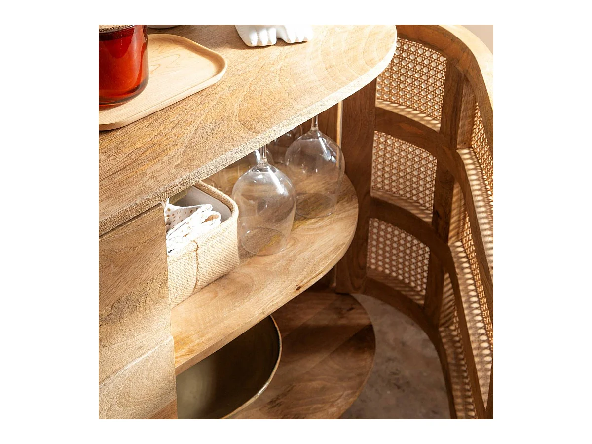 Buffet en bois de manguier et cannage Palma