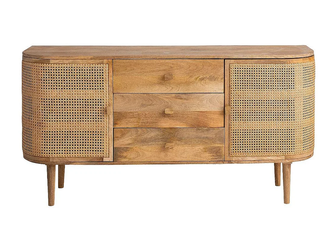 Buffet en bois de manguier et cannage Palma