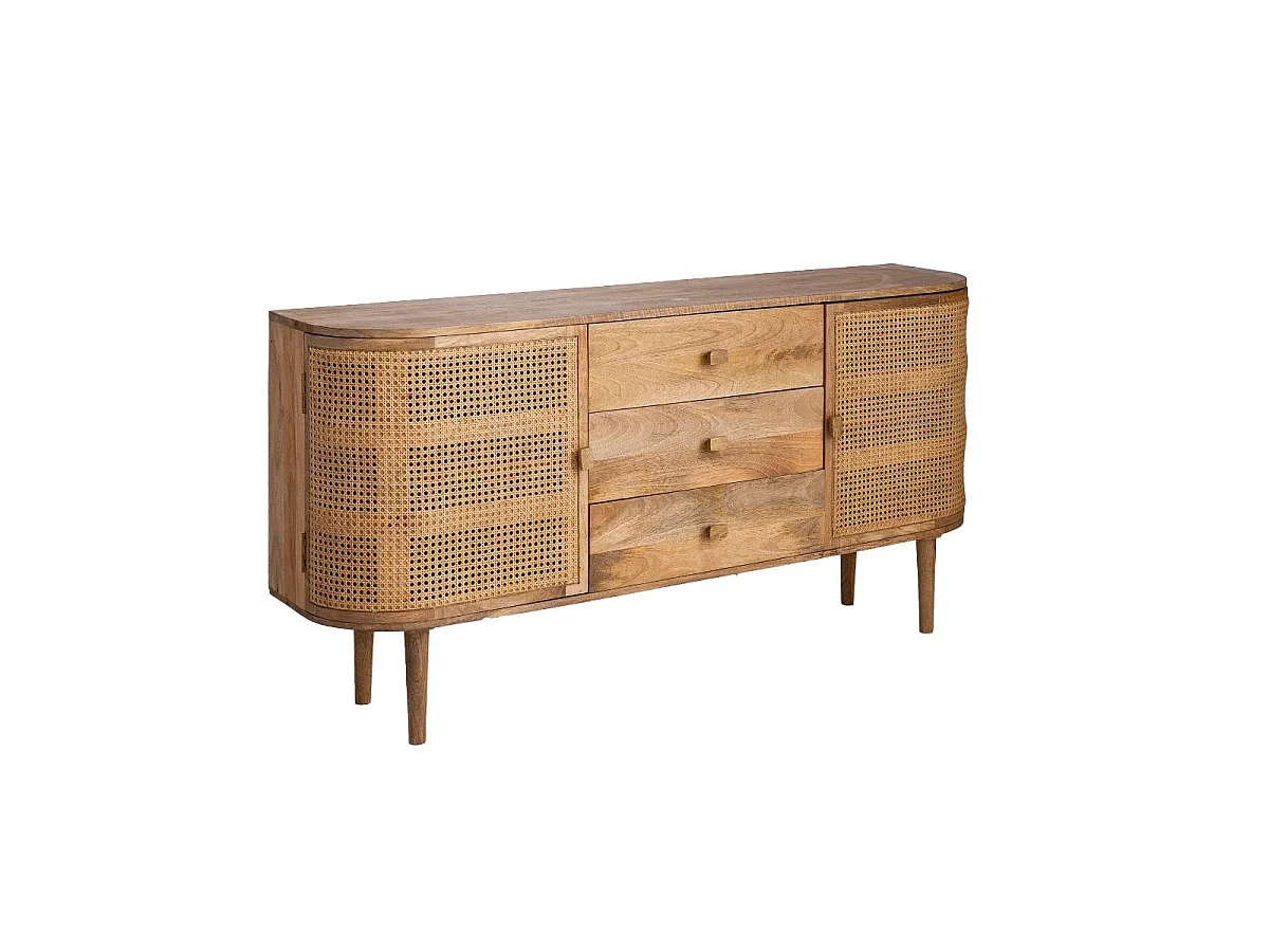 Buffet de madera de mango y ratán Palma - Estilo natural y auténtico para tu interior