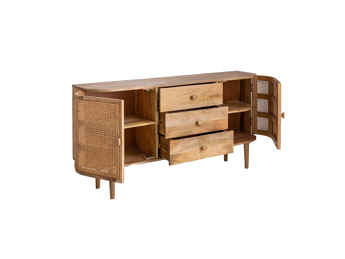Buffet de madera de mango y ratán Palma - Estilo natural y auténtico para tu interior