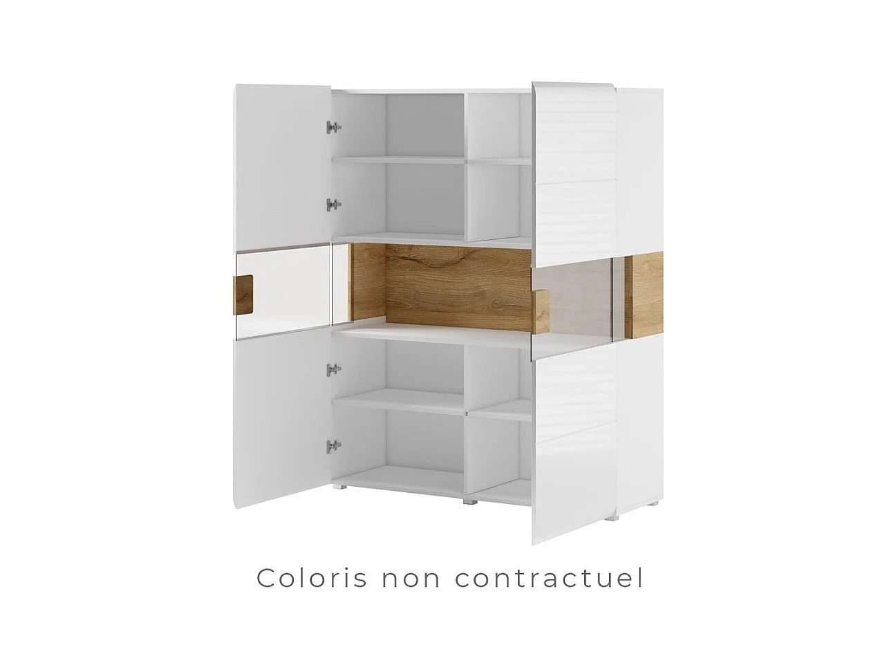 Doppeltür-Vitrine aus der Kollektion OHIO. Farbe Anthrazitgrau und Eiche. LED inbegriffen.