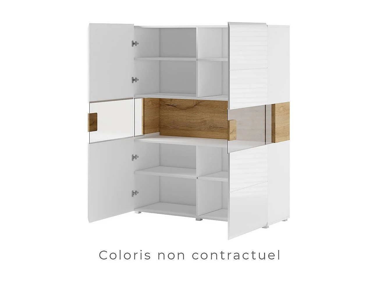 Vitrine double portes collection OHIO. Couleur gris anthracite et chêne. LED incluses