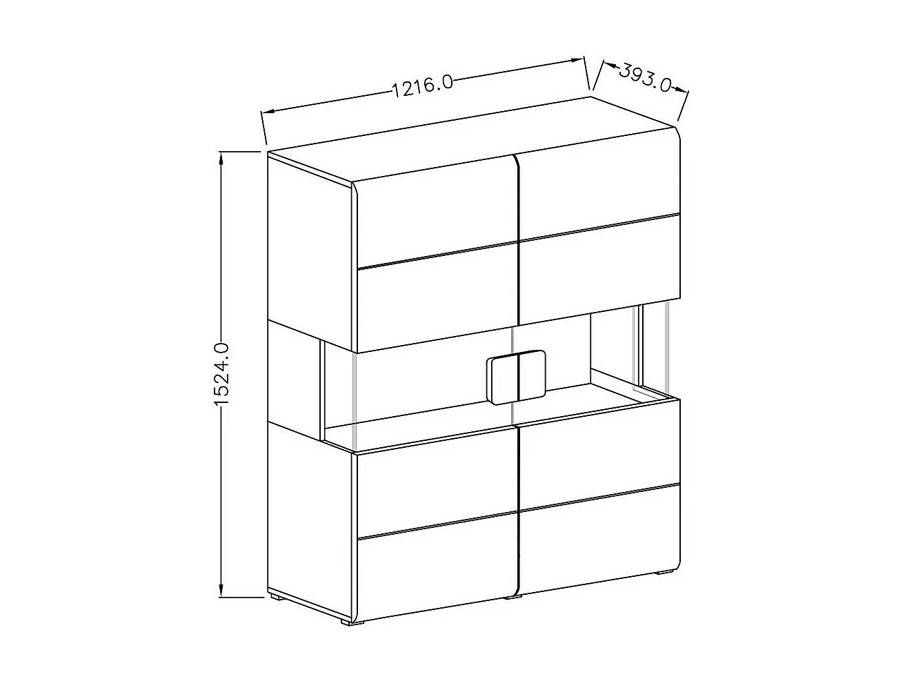 Vitrine double portes collection OHIO. Couleur gris anthracite et chêne. LED incluses