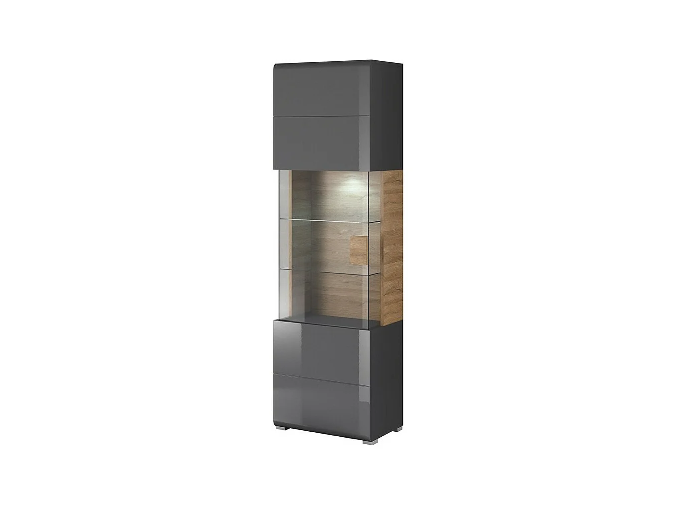 Vitrine collection OHIO. Couleur gris anthracite et chêne.