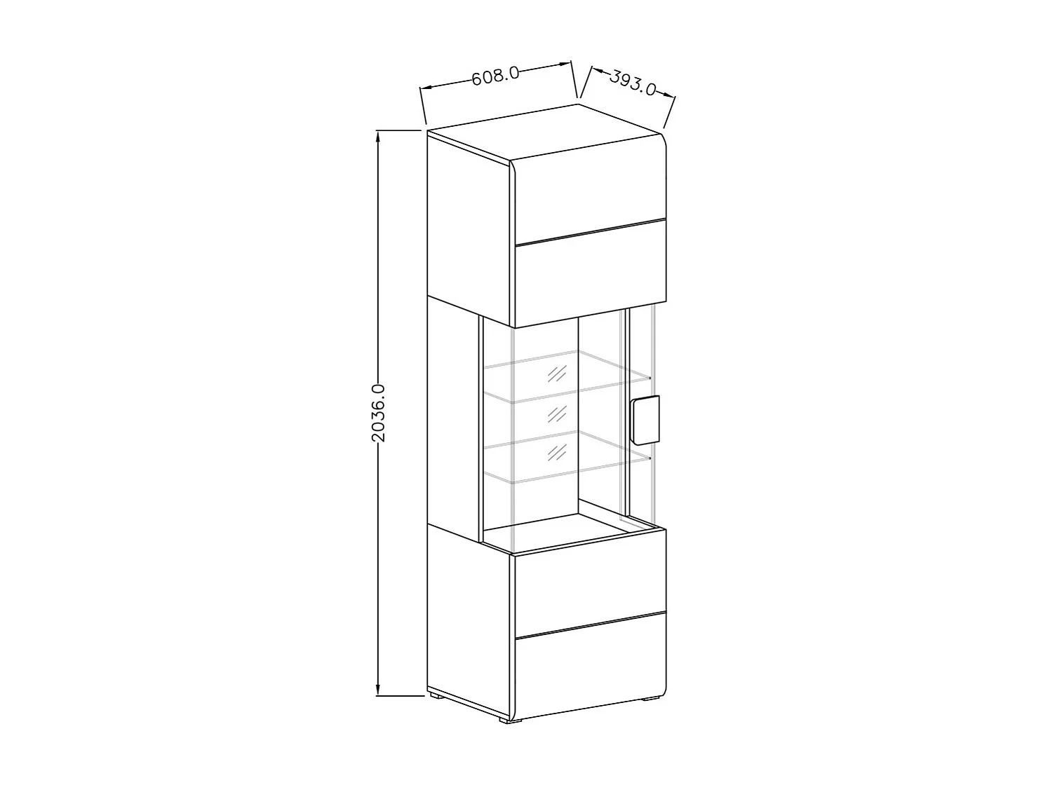 Vitrine Sammlung OHIO. Farbe anthrazitgrau und Eiche.