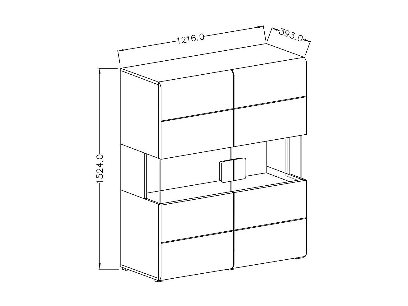 Vitrine double portes OHIO – LED intégrées – Blanc et chêne – L122 x H152 x P39 cm