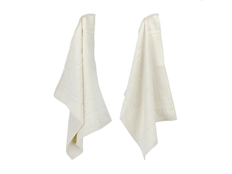 Lot de 2 torchons de cuisine 50x50 cm éponge PURE KITCHEN TERRY Ivoire
