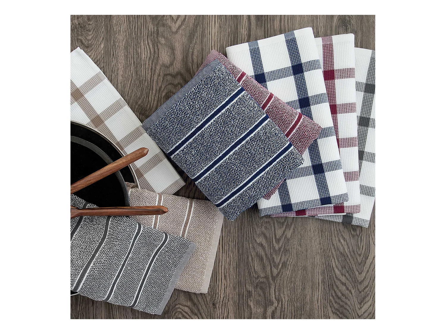 Lot de 2 torchons de cuisine 50x50 cm CHECKS bleu