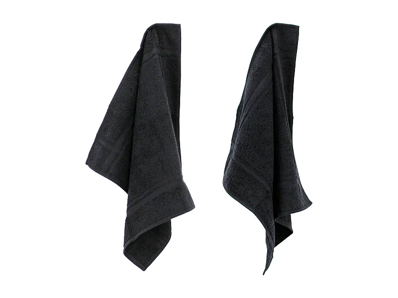 Lot de 2 torchons de cuisine 50x50 cm éponge PURE KITCHEN TERRY Noir