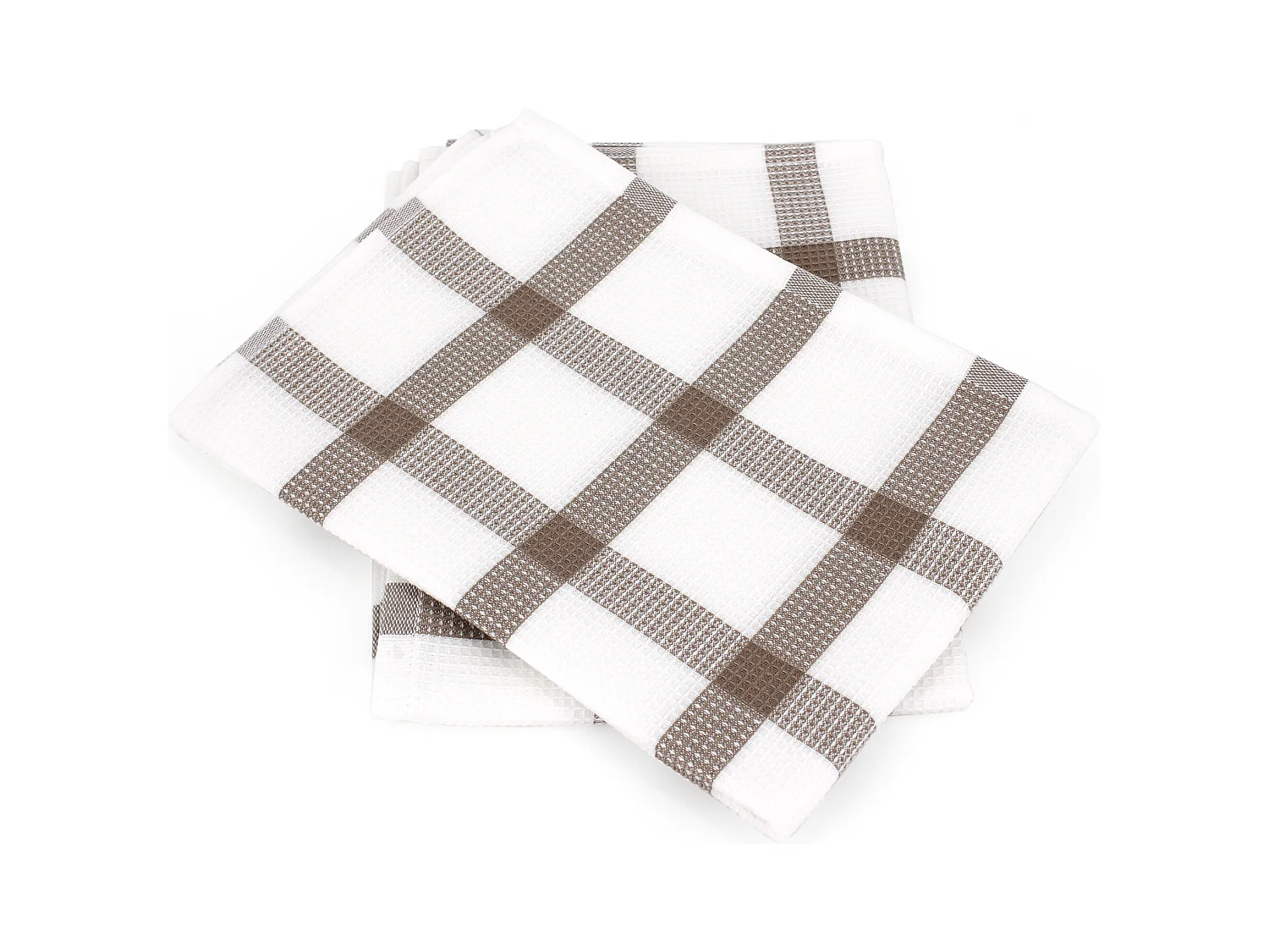 Lot de 2 torchons de cuisine 50x70 cm CHECKS beige