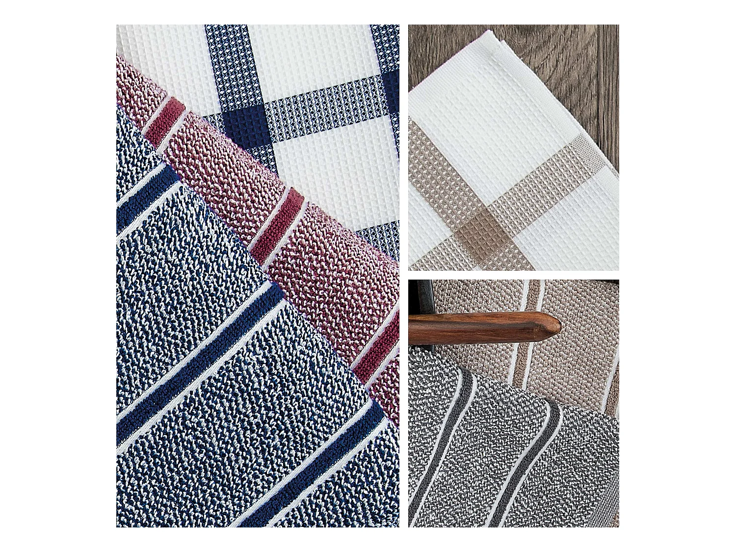 Lot de 2 torchons de cuisine 50x70 cm CHECKS beige