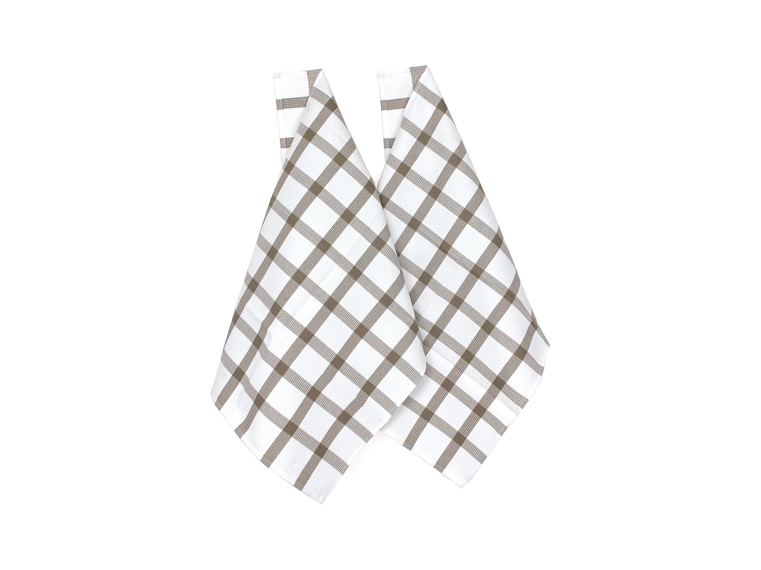 Lot de 2 torchons de cuisine 50x70 cm CHECKS beige