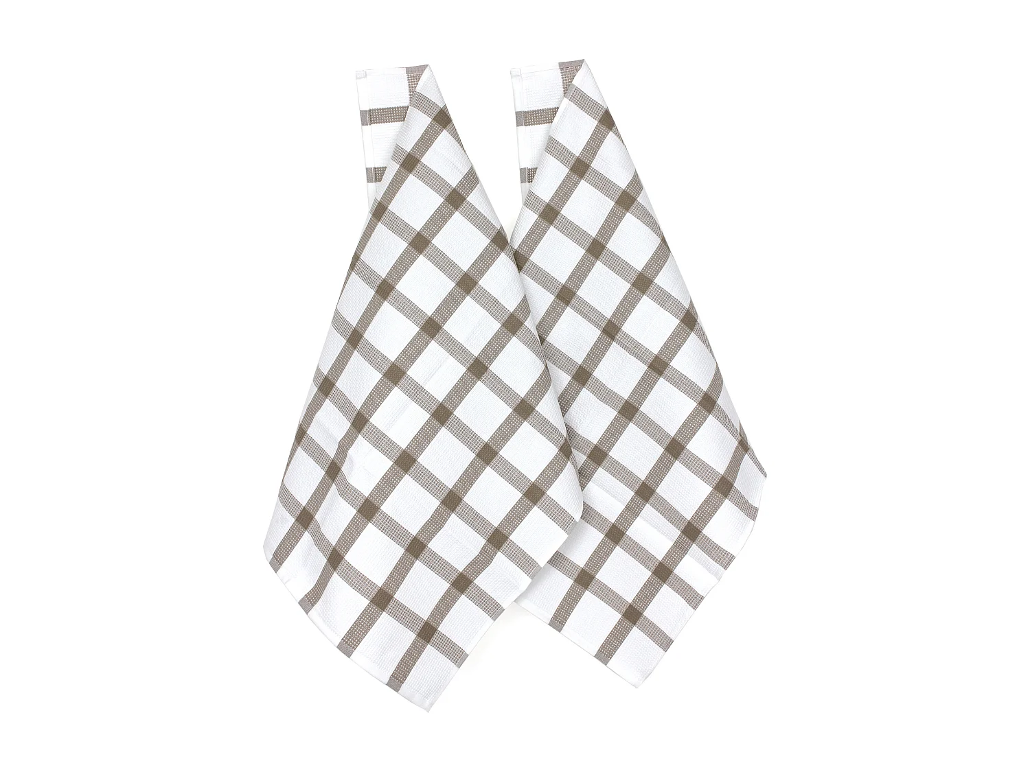 Lot de 2 torchons de cuisine 50x70 cm CHECKS beige