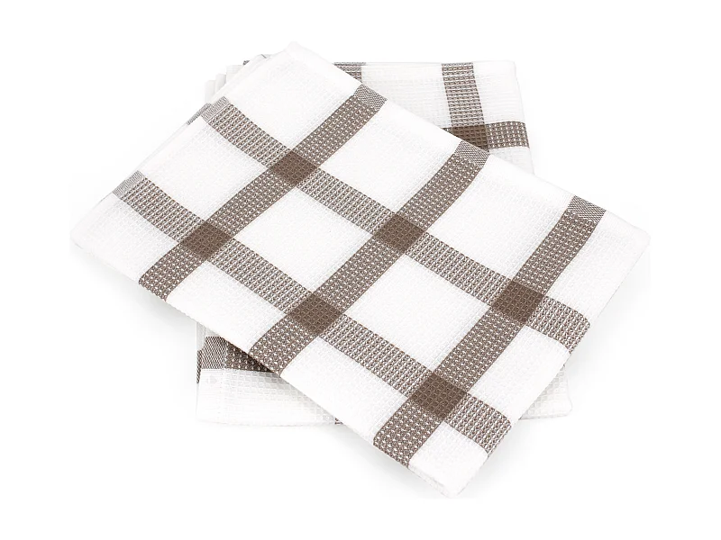 Lot de 2 torchons de cuisine 50x70 cm CHECKS beige