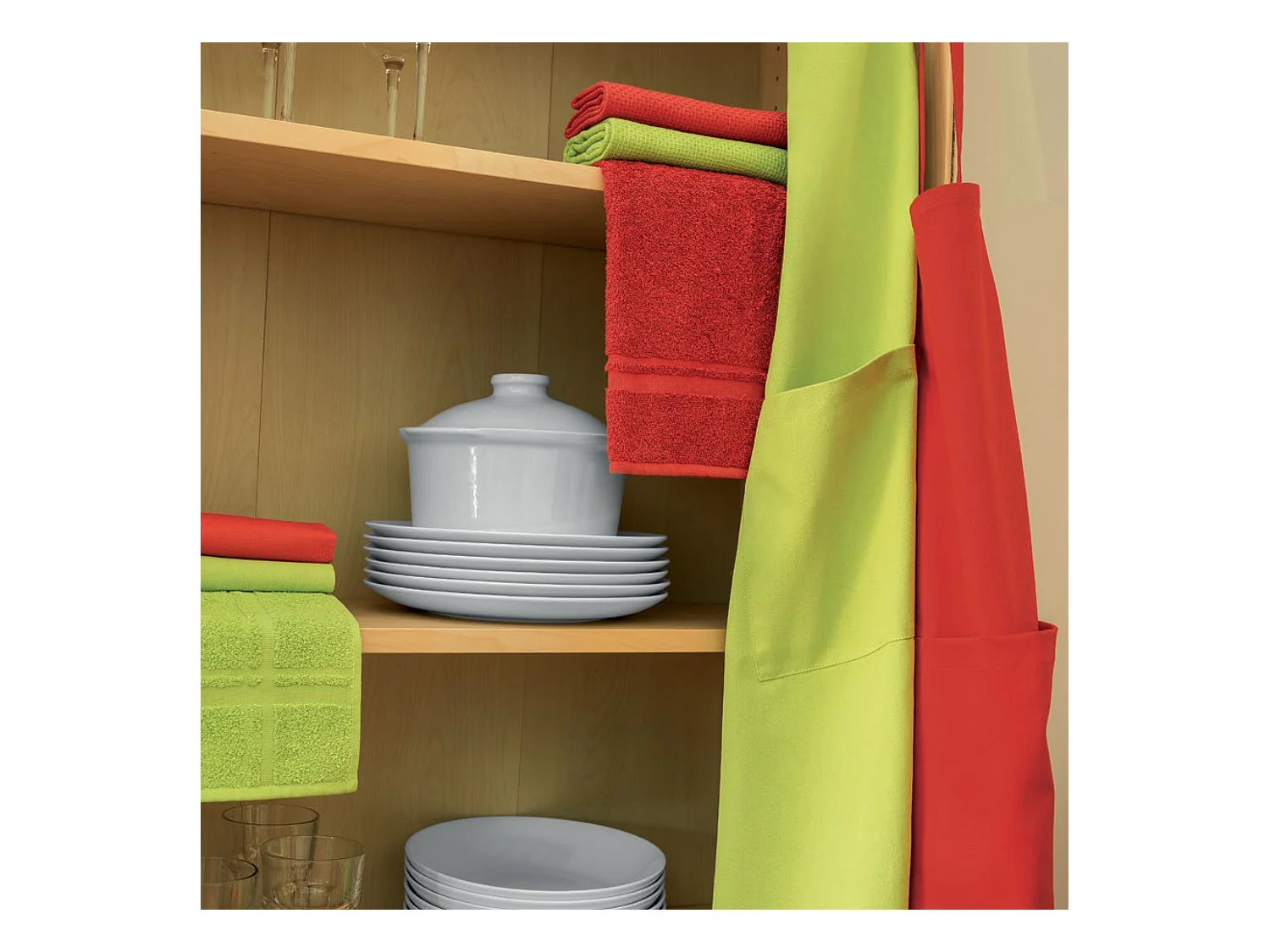 Lot de 2 torchons de cuisine 50x50 cm éponge PURE KITCHEN TERRY Marron