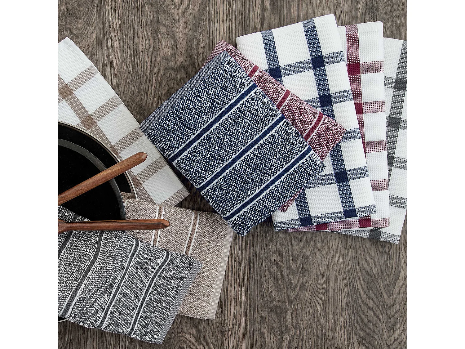 Lot de 2 torchons de cuisine 50x70 cm CHECKS bleu