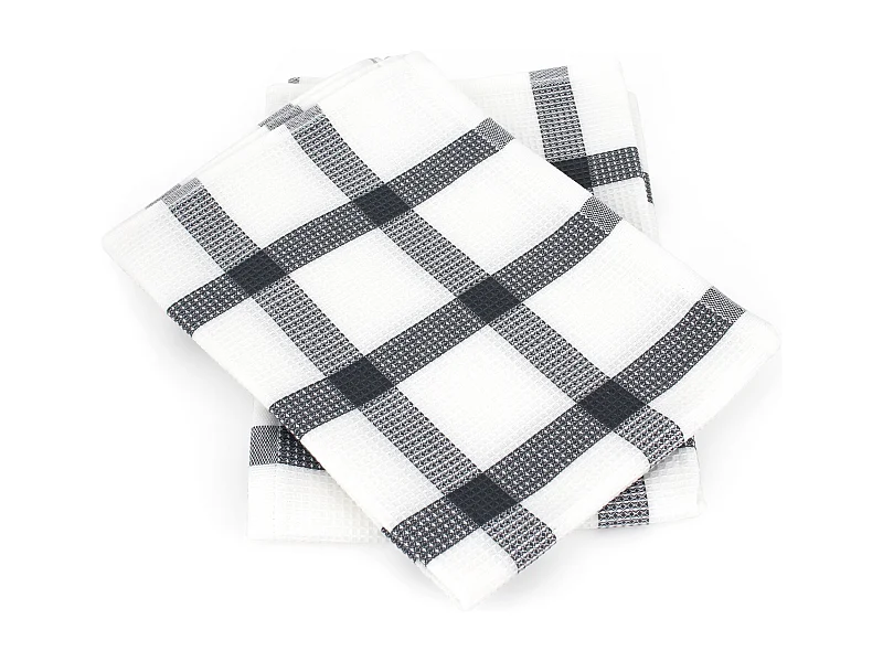 Lot de 2 torchons de cuisine 50x70 cm CHECKS gris