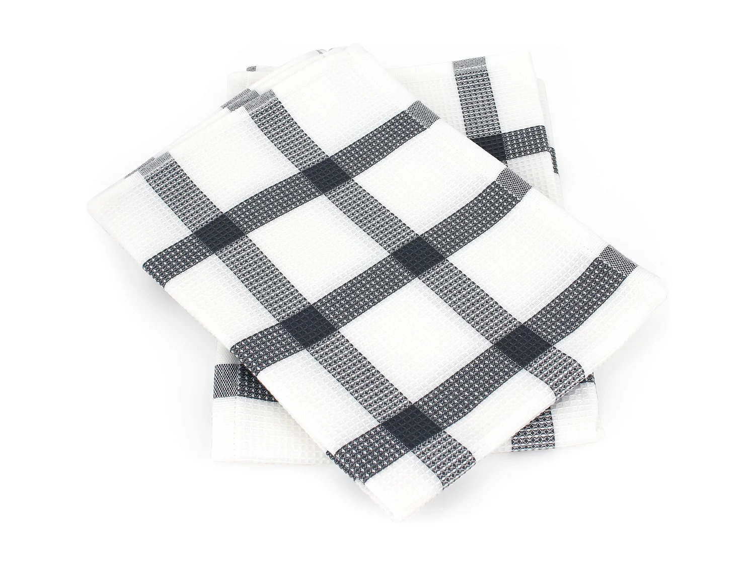 Lot de 2 torchons de cuisine 50x70 cm CHECKS gris