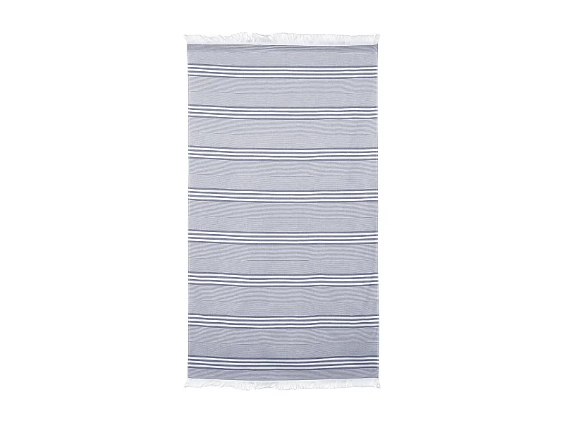 Drap de plage Fouta 100x180 cm coton 290 g/m² VULCANO Rayures Bleu