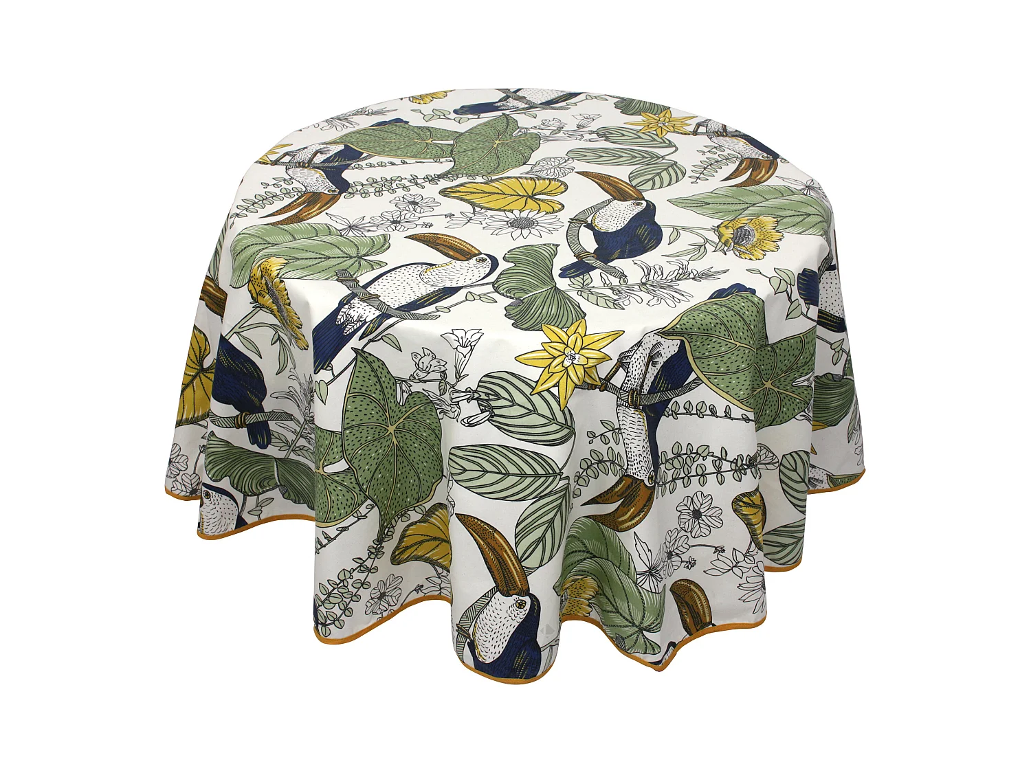 Nappe ronde 170 cm BRESIL vert coton + enduction acrylique