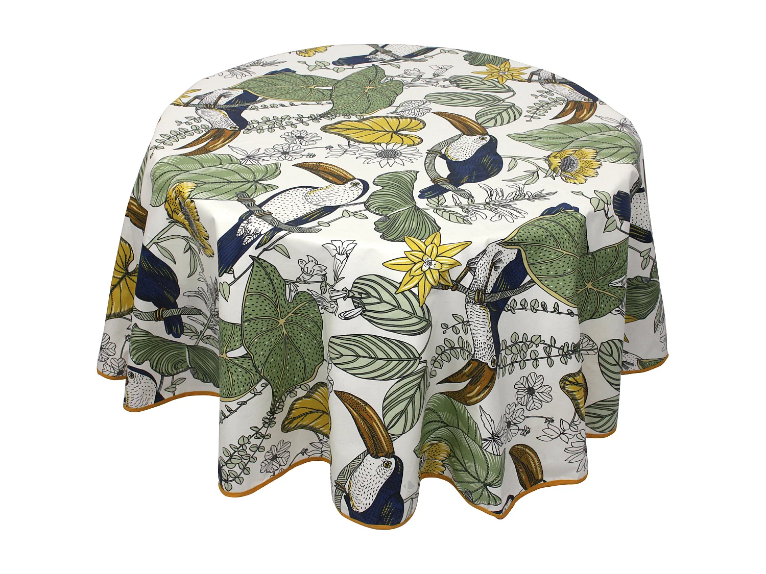 Nappe ronde 170 cm BRESIL vert coton + enduction acrylique