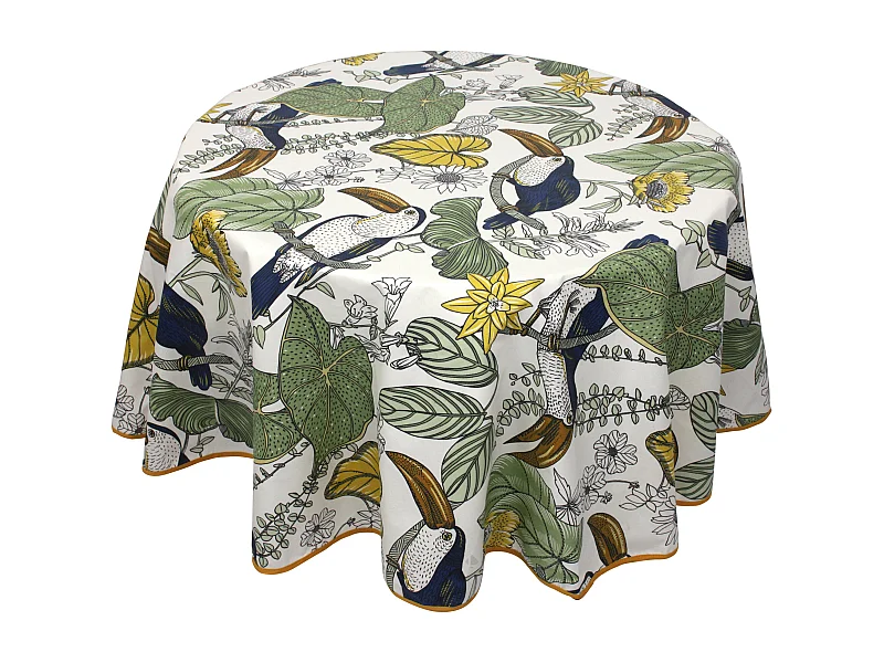 Nappe ronde 170 cm BRESIL vert coton + enduction acrylique